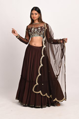 Brown Hand Embroidered Lehenga4366_video