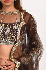 Brown Hand Embroidered LehengaDSC_3292