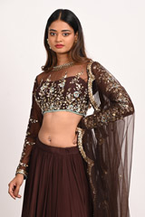 Brown Hand Embroidered LehengaDSC_3308