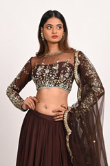 Brown Hand Embroidered LehengaDSC_3311