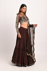 Brown Hand Embroidered LehengaDSC_3313