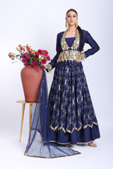 Blue Cutwork Scallop LehengaIMG_7524