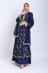 Blue Cutwork Scallop LehengaIMG_7535