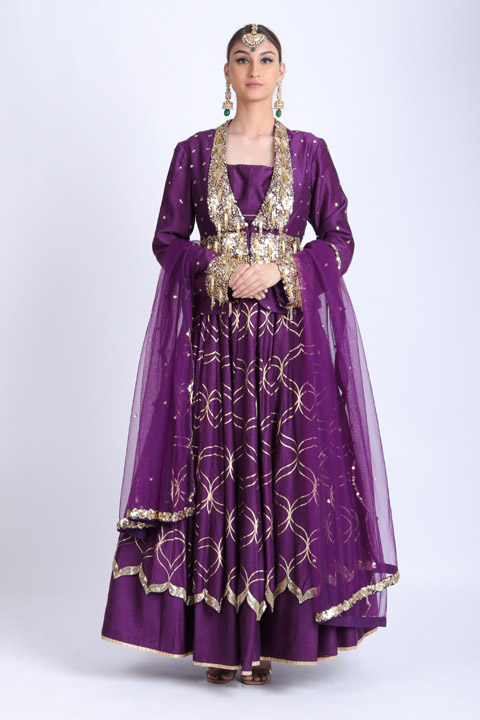 Purple Cutwork Scallop Lehenga