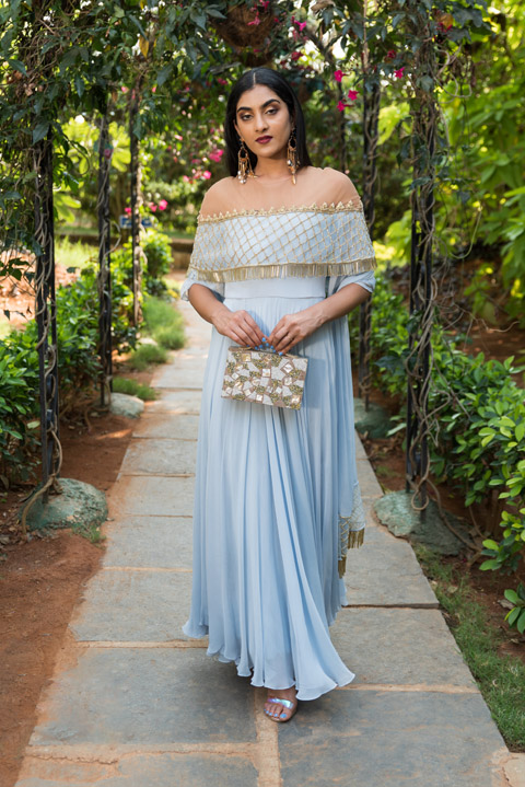 Georgette Anarkali with Dupatta