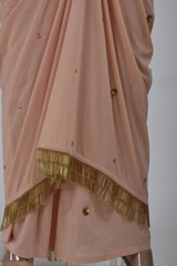 Peach Raw Silk Saree Gown_SUB7362