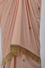 Peach Raw Silk Saree Gown_SUB7365