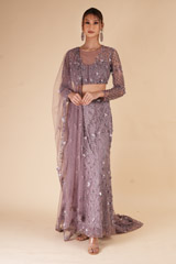Mauve Heavy Embellished Lehenga Set