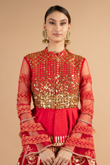 Flaming Red Peplum Top Bottom SetDSC00227