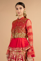 Flaming Red Peplum Top Bottom SetDSC00230