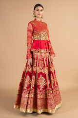 Flaming Red Peplum Top Bottom SetDSC00231