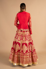 Flaming Red Peplum Top Bottom SetDSC00235