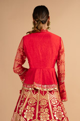 Flaming Red Peplum Top Bottom SetDSC00236