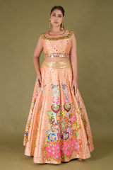 Peach Applique Work Top Bottom SetDSC07766