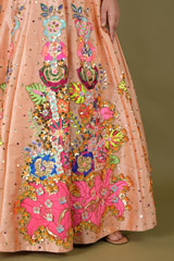 Peach Applique Work Top Bottom SetDSC07768