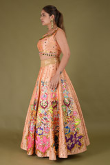 Peach Applique Work Top Bottom SetDSC07769