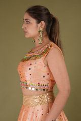 Peach Applique Work Top Bottom SetDSC07770