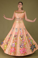 Peach Applique Work Top Bottom SetDSC07771