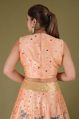 Peach Applique Work Top Bottom SetDSC07773