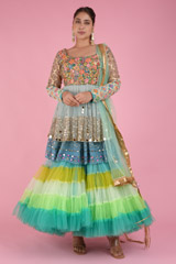 Ocean Blue Peplum Lehenga