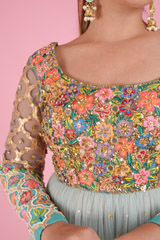 Ocean Blue Peplum LehengaDSC07738