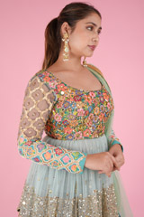 Ocean Blue Peplum LehengaDSC07742