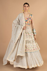 Cream Peplum Top Lehenga