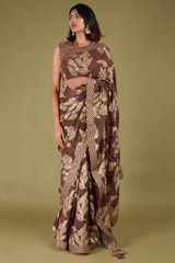 Brown Foil Print Saree SetDSC07847