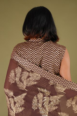 Brown Foil Print Saree SetDSC07852