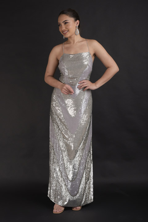 Grey Metallic Gown