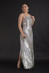 Grey Metallic Gown_DTR2645