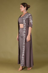 Grey Crop Top With Dhoti And A JacketDSC07392
