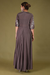 Grey Crop Top With Dhoti And A JacketDSC07398
