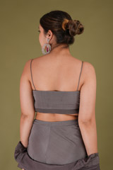 Grey Crop Top With Dhoti And A JacketDSC07399