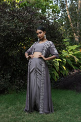 Grey Crop Top With Dhoti And A JacketIMG_4706