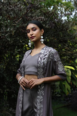 Grey Crop Top With Dhoti And A JacketIMG_4710