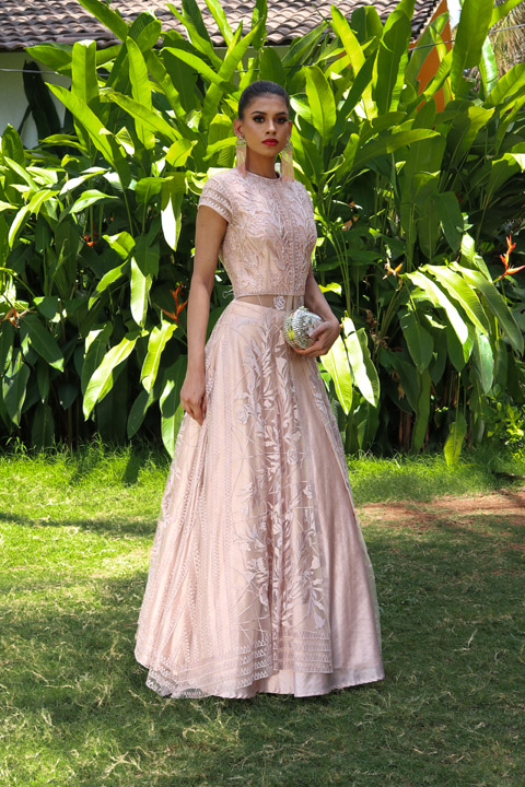 Salmon Peach Embroidered Lehenga