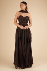 Marsala Draped Gown
