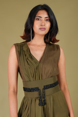 Olive Green Saree GownDSC07479