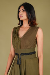 Olive Green Saree GownDSC07480