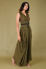 Olive Green Saree GownDSC07482