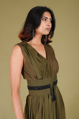 Olive Green Saree GownDSC07483