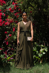 Olive Green Saree GownIMG_7659