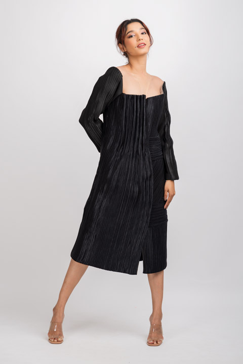 Charcoal Chord Trench Dress