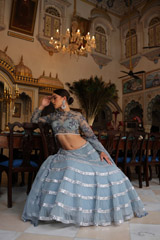 Blue Layered LehengaDSC03553