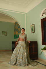 Teal Blue Roses LehengaDSC03241