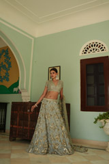 Teal Blue Roses LehengaDSC03242