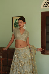 Teal Blue Roses LehengaDSC03246