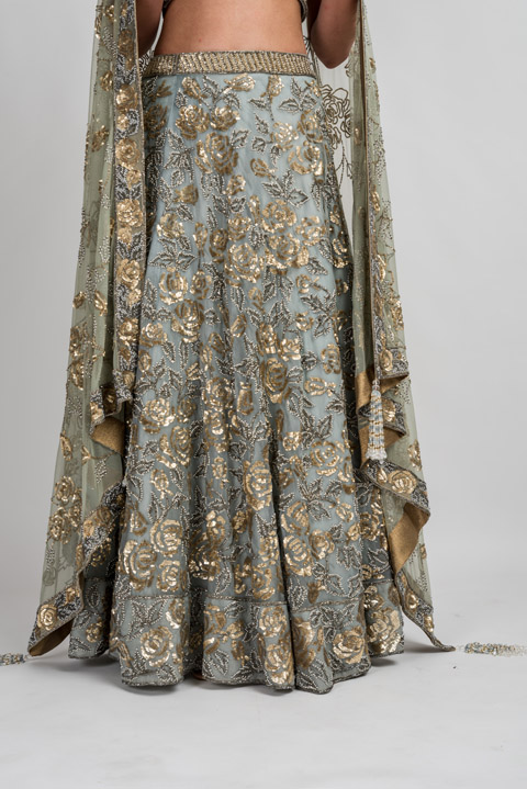 Teal Blue Roses Lehenga_DSC8029