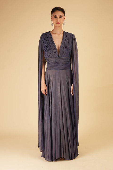 Navy Retro Flare Gown